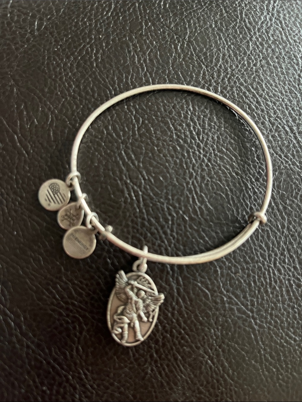 Alex and Ani Silver Archangel Michael Charm Expansion Bangle Bracelet